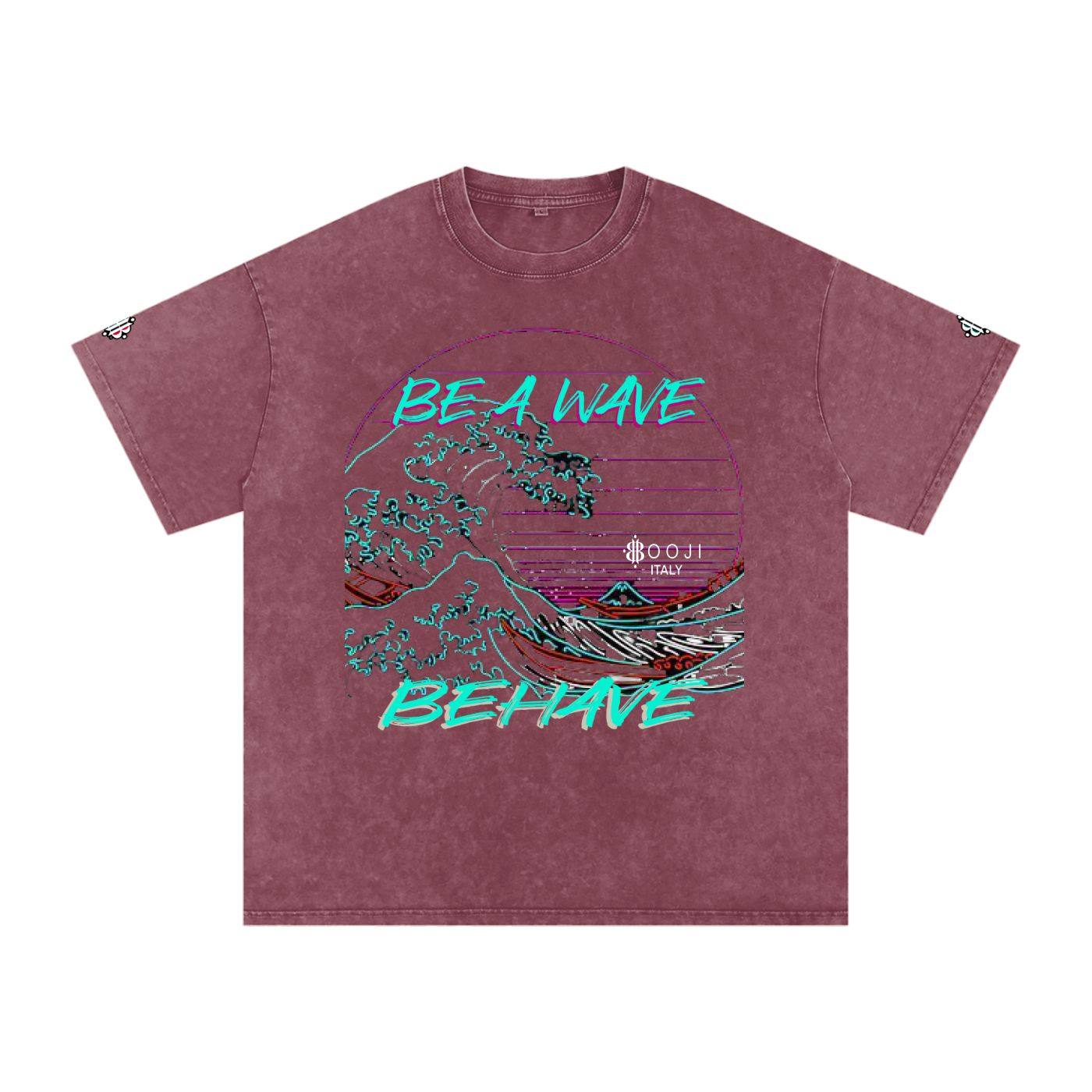 BOOJI ITALY "BE A WAVE, BEHAVE." SNOW WASHED T-SHIRT