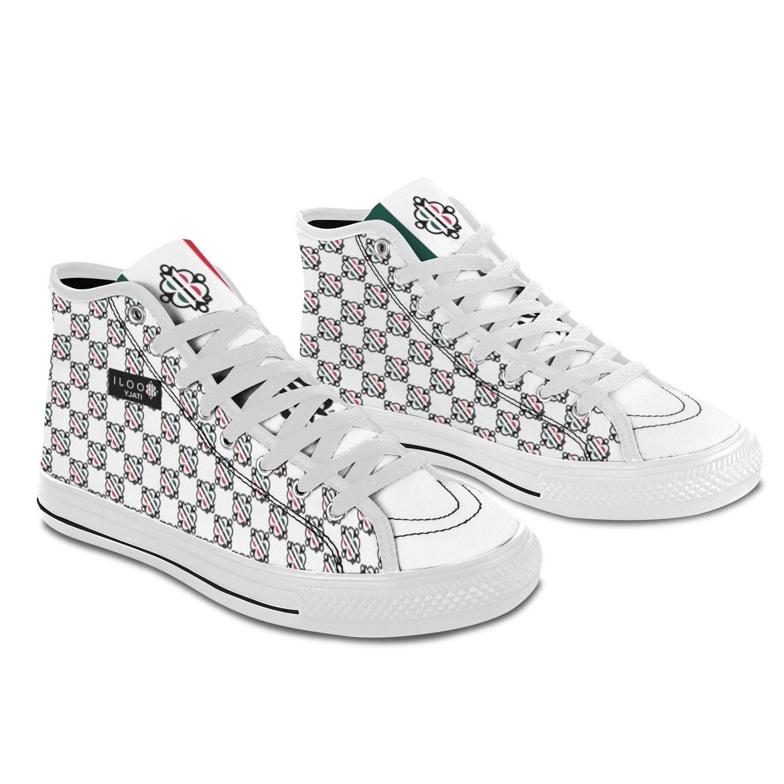 BOOJI LOGO PATTERN WHITE Vancouver High Top Canvas Women's Shoes (Model1013-1)