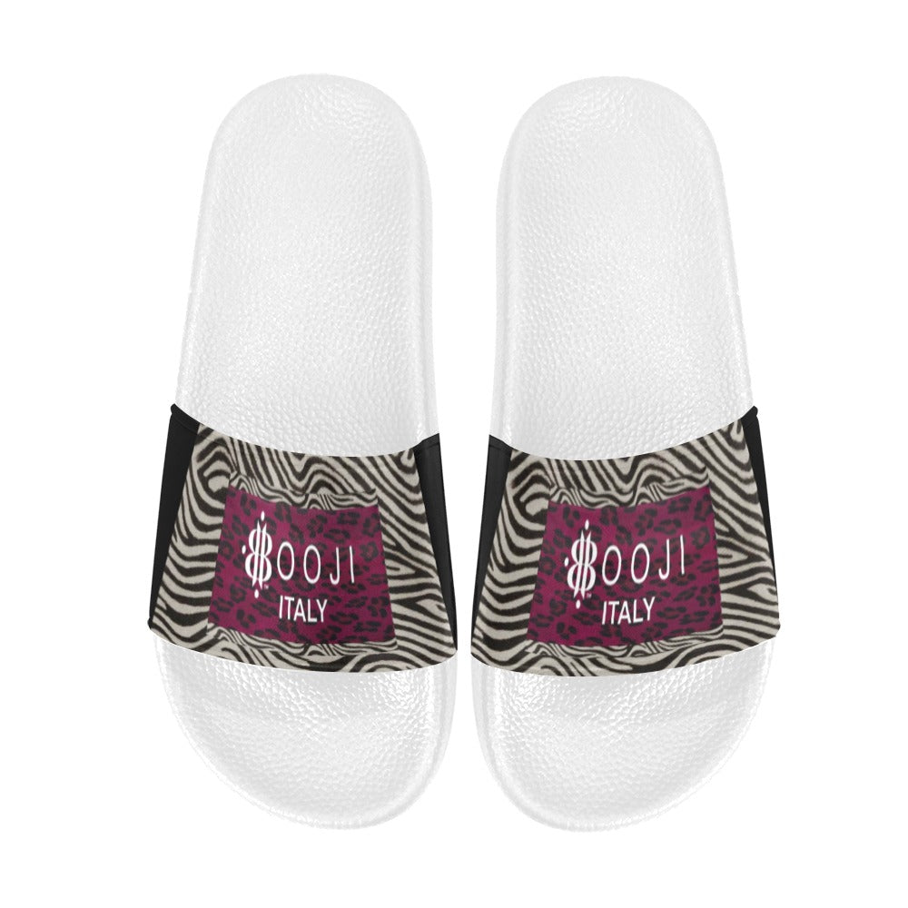 BOOJI ITALY WILD INFLUENCE FULL ZOO WOMEN'S WHITE SOLE SLIDES