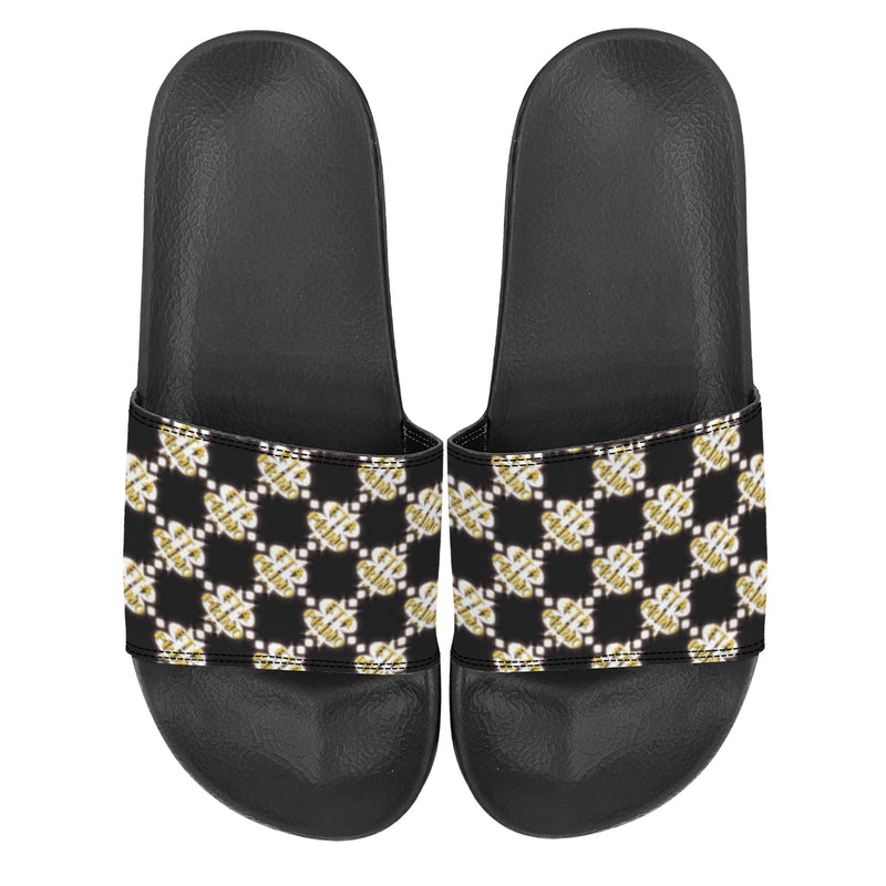 BOOJI ITALY ETA PRIMO COLLECTION LOGO PATTERN MEN'S BLACK SOLE SLIDES