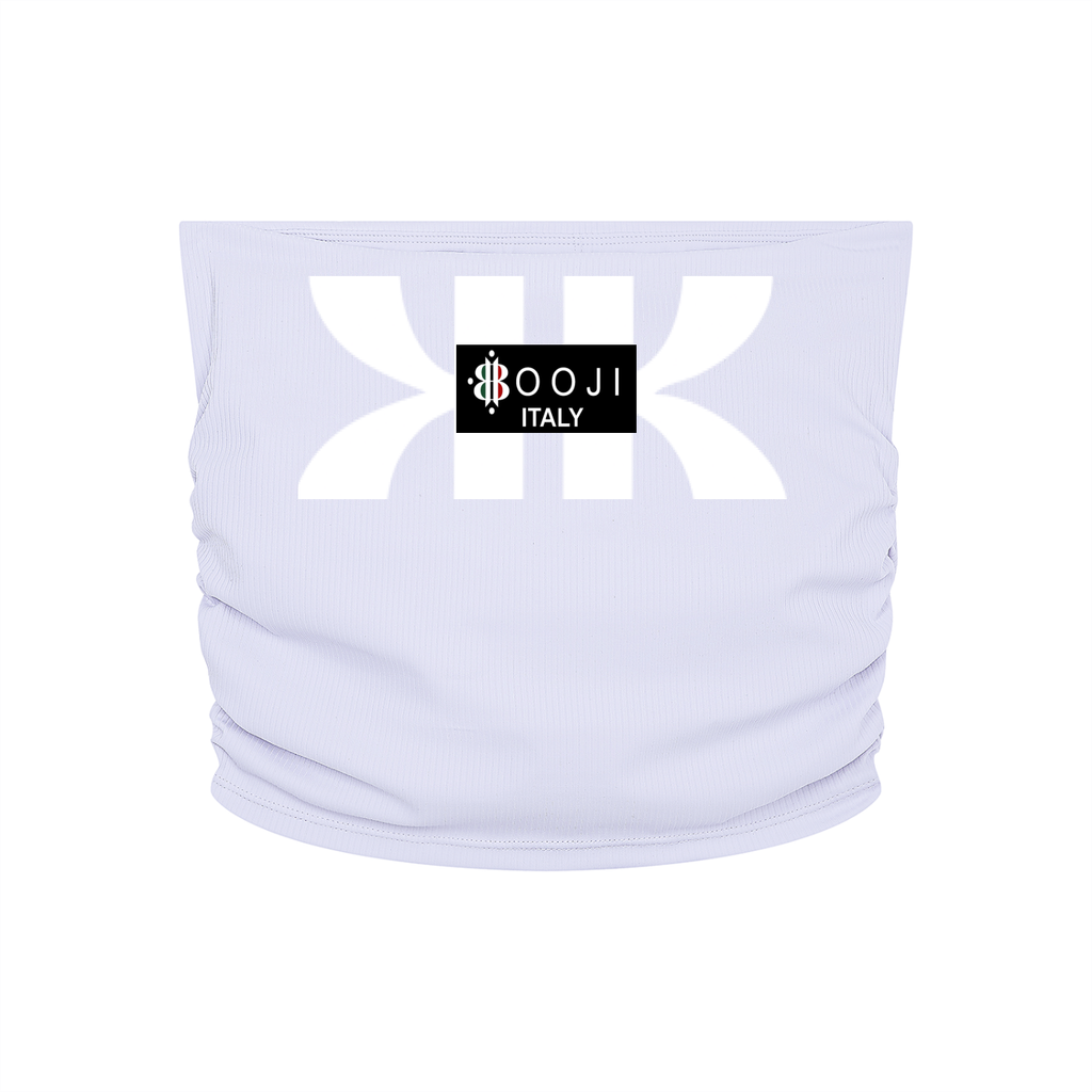 BOOJI ITALY 4 EVER $ LOGO WOMEN'S RUCHED CROPPED YOGA TUBE TOP