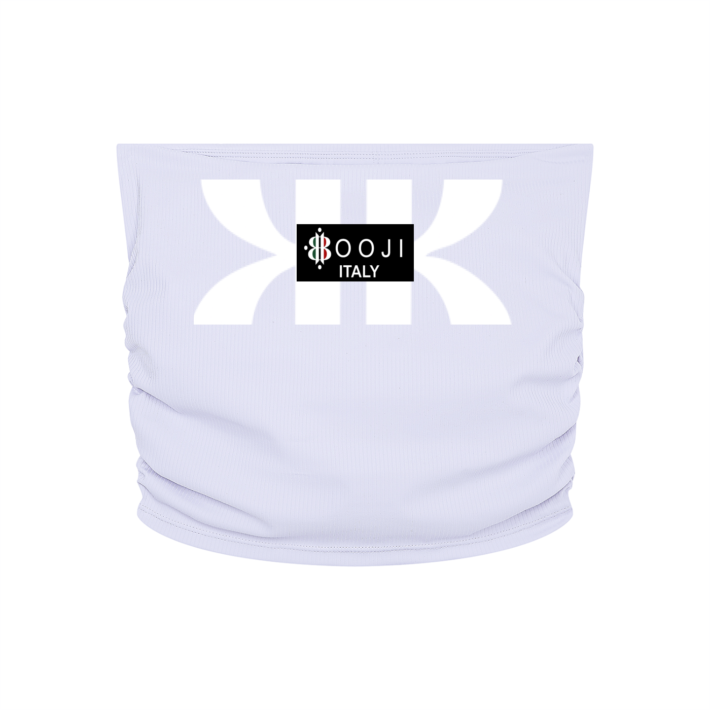 BOOJI ITALY 4 EVER $ LOGO WOMEN'S RUCHED CROPPED YOGA TUBE TOP