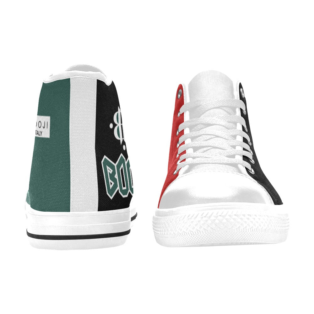 BOOJI LOGO ITALIAN FLAG WHITE Men's High Top Canvas Shoes (Model 017)