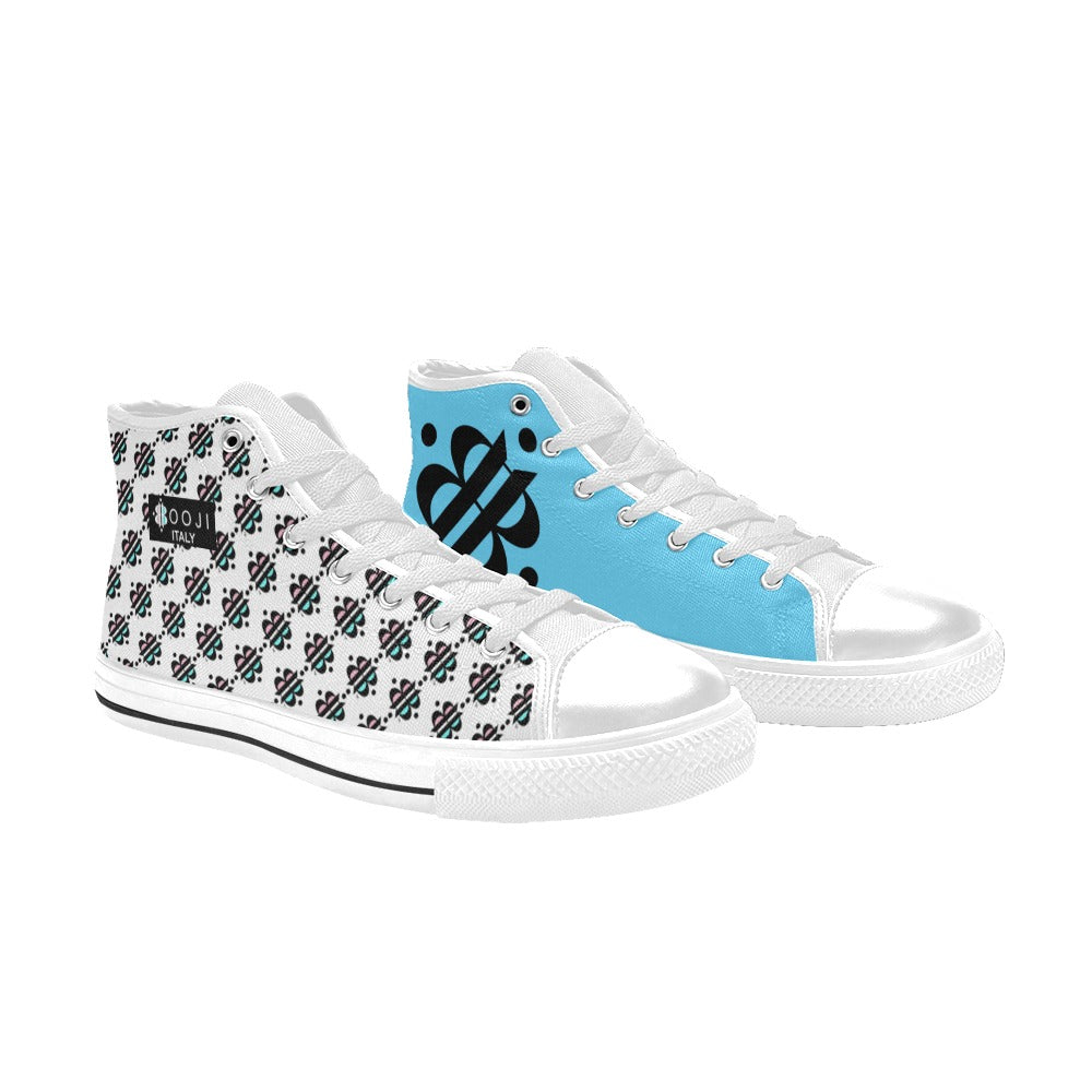 BOOJI INVERTED LOGO FLAG DOUBLE WHITE Men's High Top Canvas Shoes (Model 017)