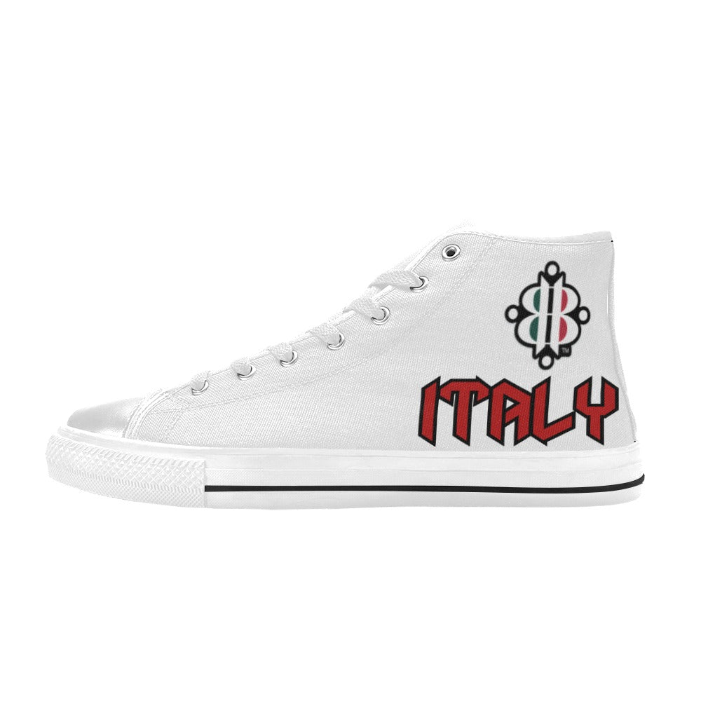 BOOJI LOGO FLAG DOUBLE WHITE Women's High Top Canvas Shoes (Modle 017)