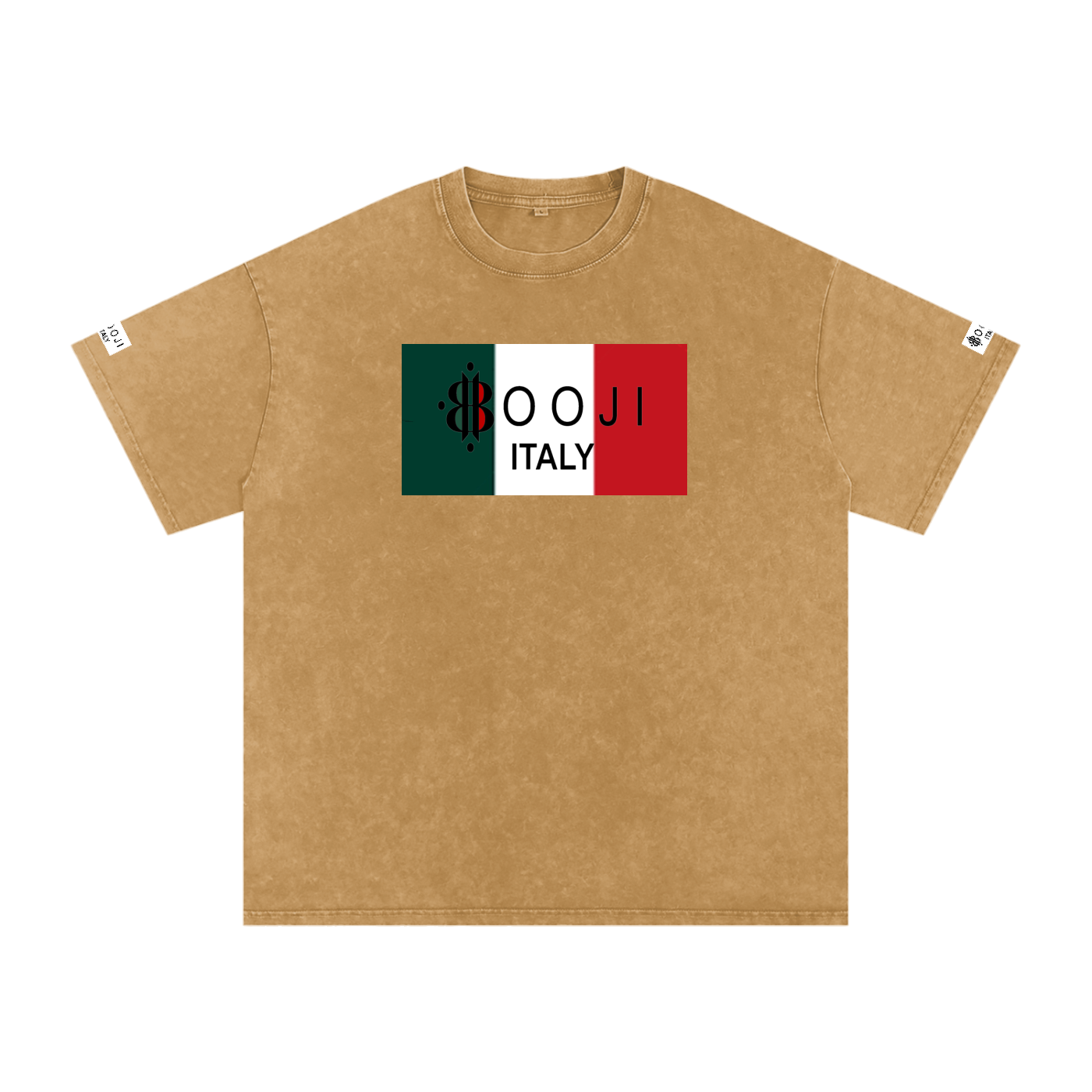 BOOJI ITALY ITALIAN FLAG BRAND LOGO SNOW WASHED T-SHIRT