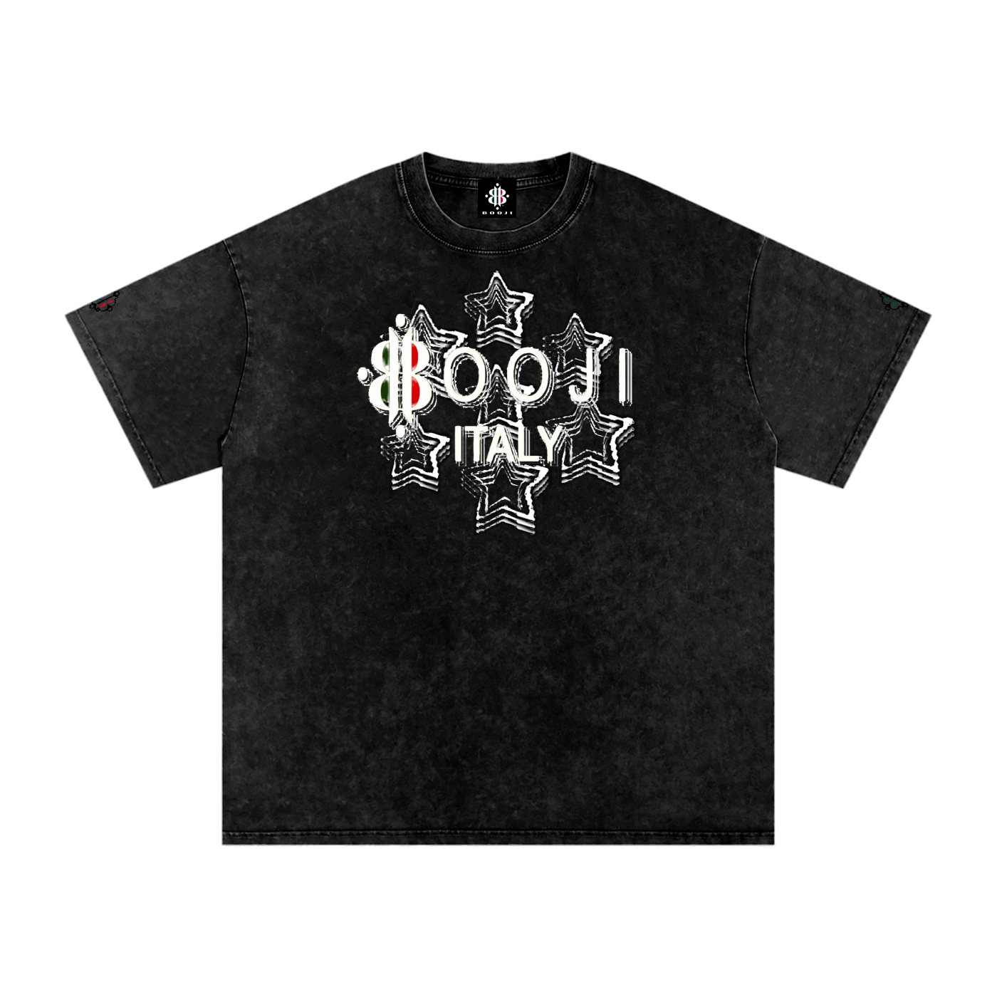 BOOJI ITALY 7 STARS 4 EVER $ LOGO SNOW WASHED T-SHIRT