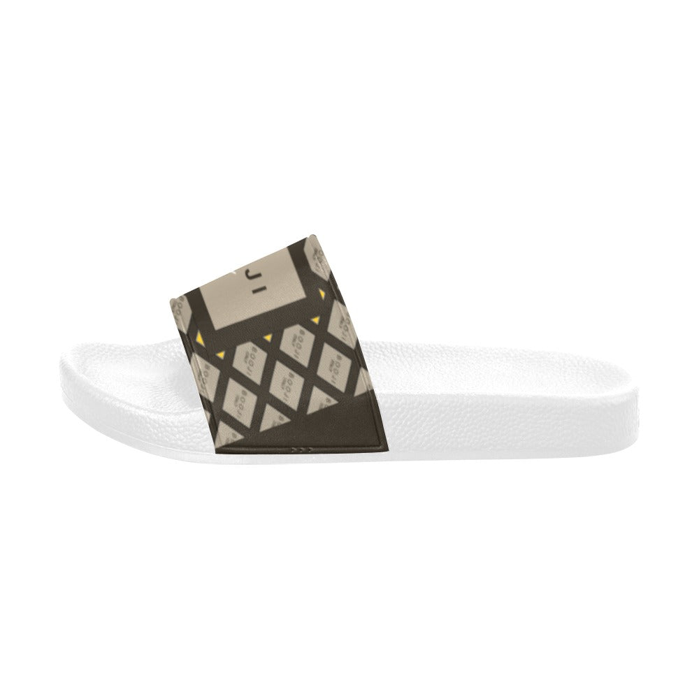 BOOJI ITALY GRAIL'S COLLECTION PATTERN WOMEN'S WHITE SOLE SLIDES
