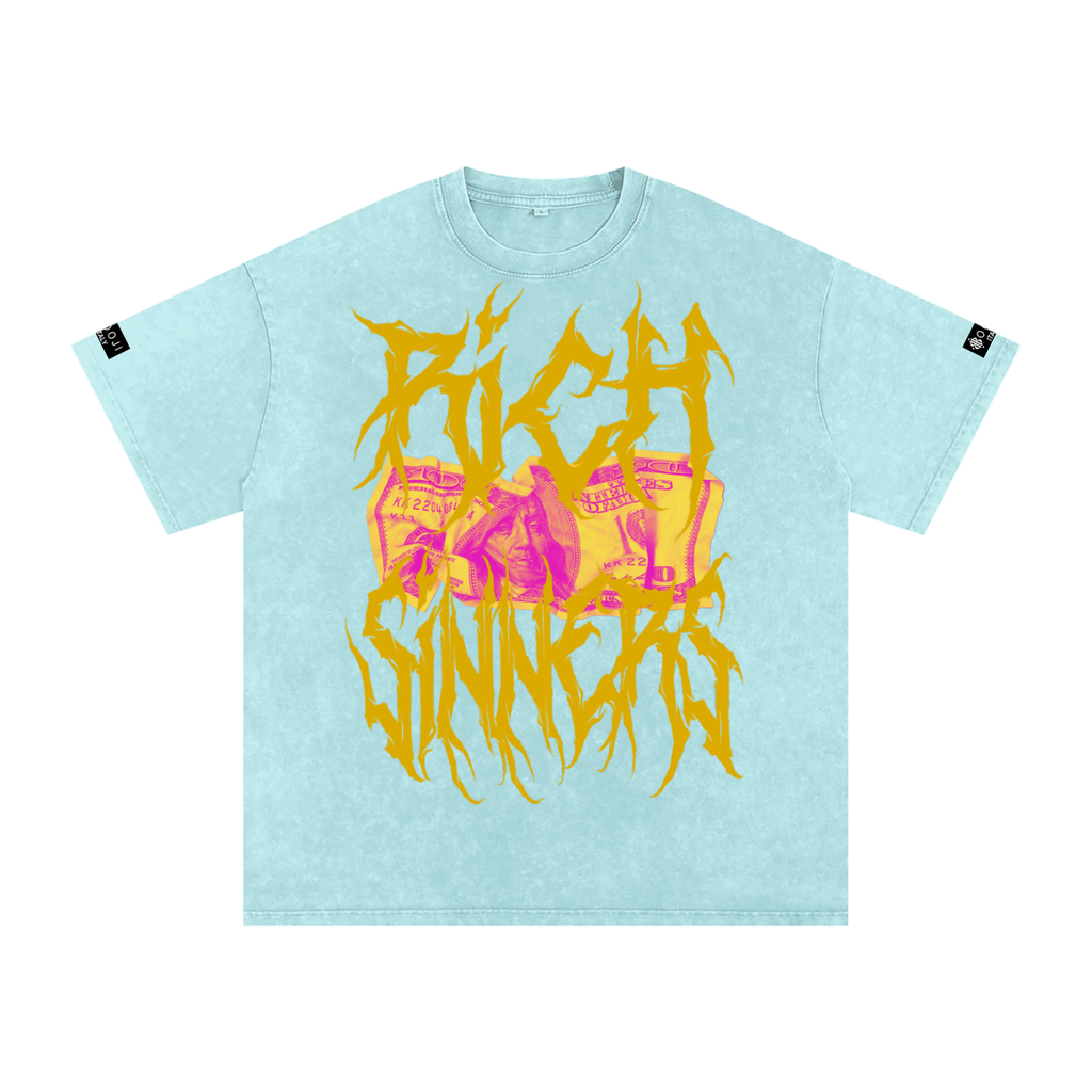 BOOJI ITALY "RICH SINNERS-REAL IS RARE" SNOW WASHED T-SHIRT