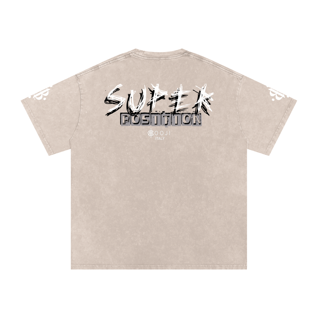 BOOJI ITALY SHARP "SUPER POSITION" LINE SNOW WASHED T-SHIRT
