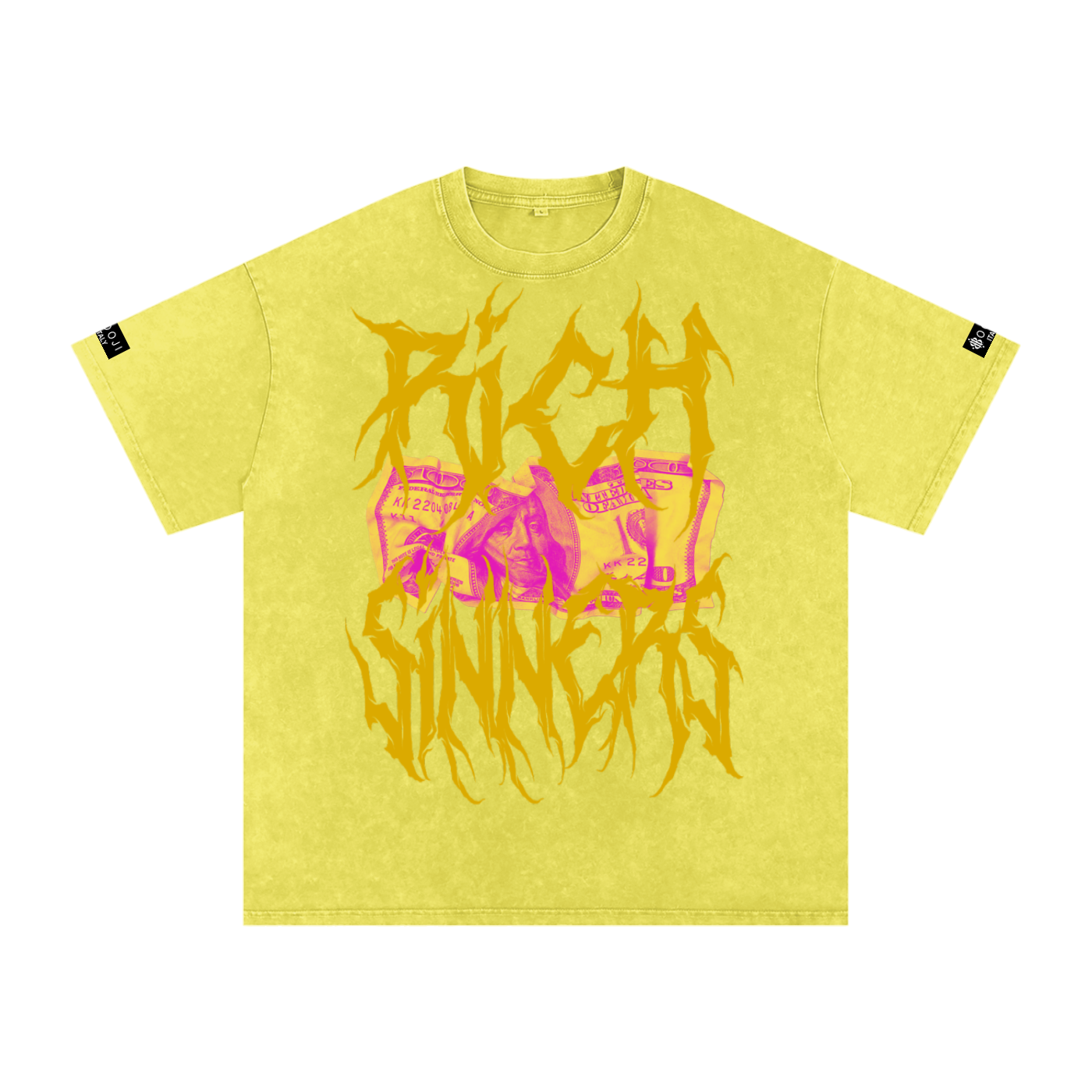 BOOJI ITALY "RICH SINNERS-REAL IS RARE" SNOW WASHED T-SHIRT