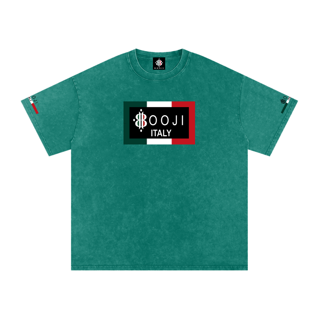 BOOJI ITALY ITALIAN FLAG 4 EVER $ LOGO SNOW WASHED T-SHIRT