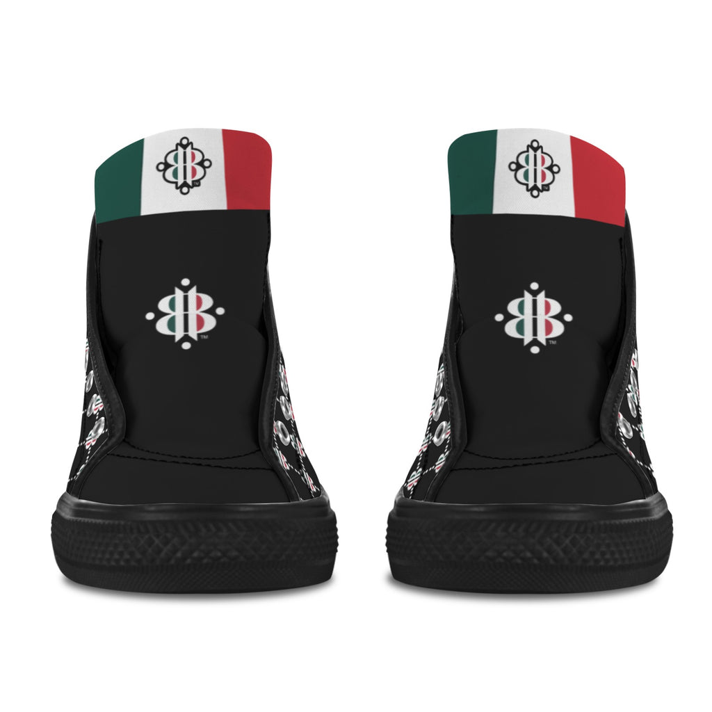 BOOJI LOGO PATTERN BLACK Vancouver High Top Canvas Men's Shoes (Model1013-1)