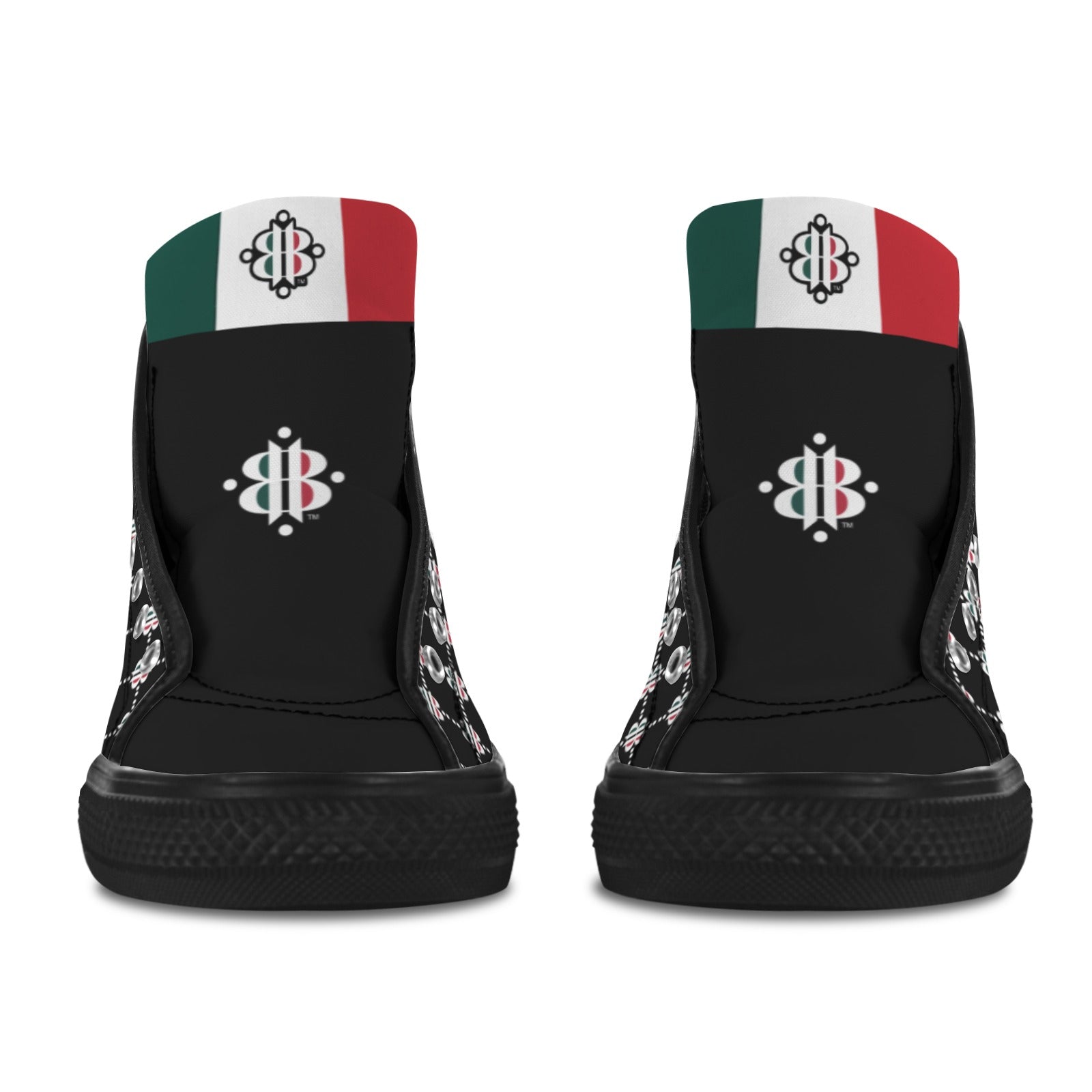 BOOJI LOGO PATTERN BLACK Vancouver High Top Canvas Men's Shoes (Model1013-1)