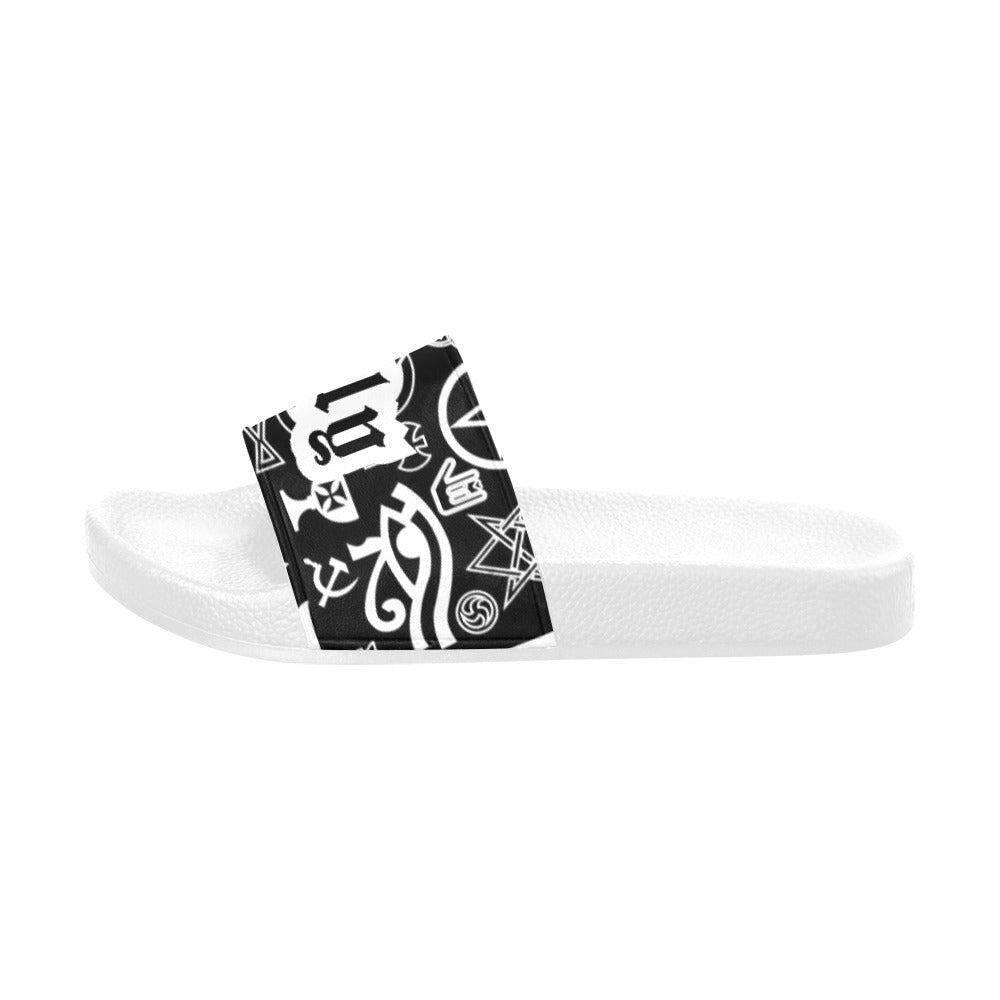 BOOJI ITALY SYMBOLS COLLECTION BLACK MEN'S WHITE SOLE SLIDES