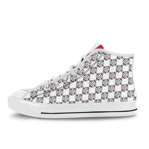 BOOJI ITALY 4 EVER $ LOGO PATTERN MEN'S WHITE CANVAS SHOES