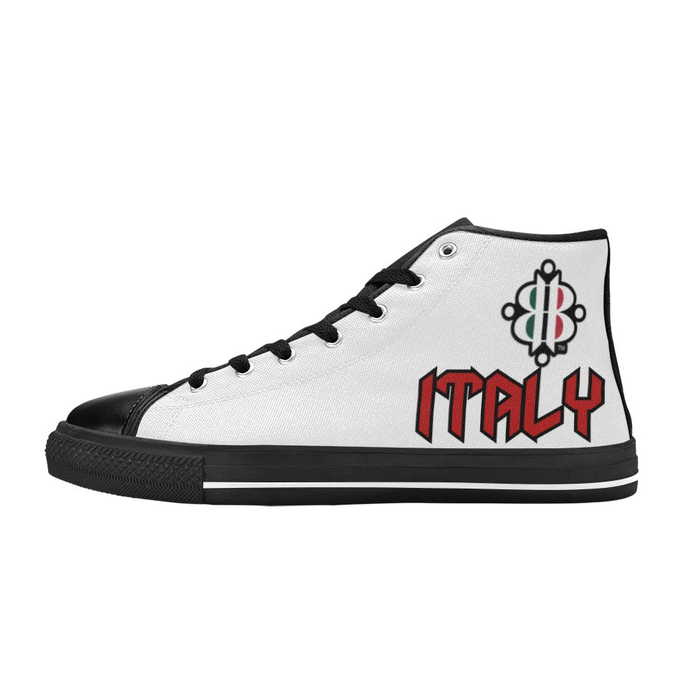 BOOJI LOGO ITALIAN FLAG BLACK & WHITE Women's High Top Canvas Shoes (Modle 017)