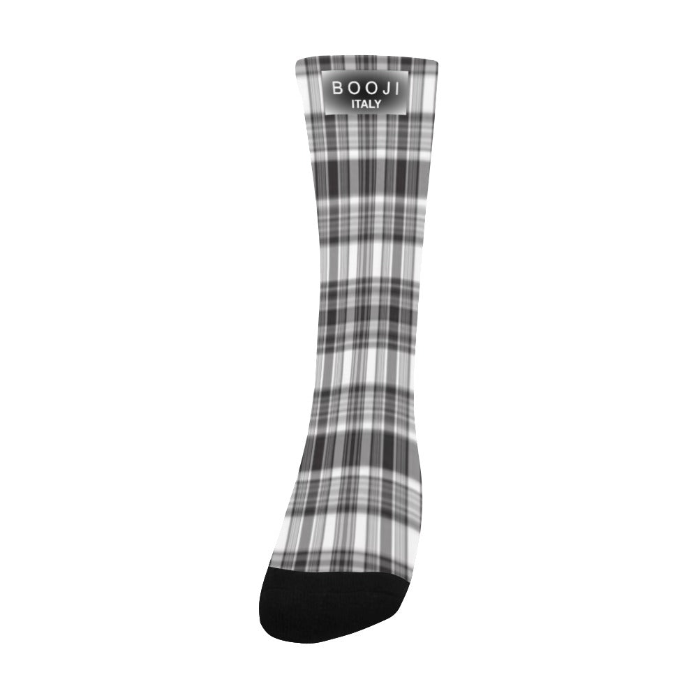 BOOJI ITALY GREY PLAID MEN'S BLACK SOCKS