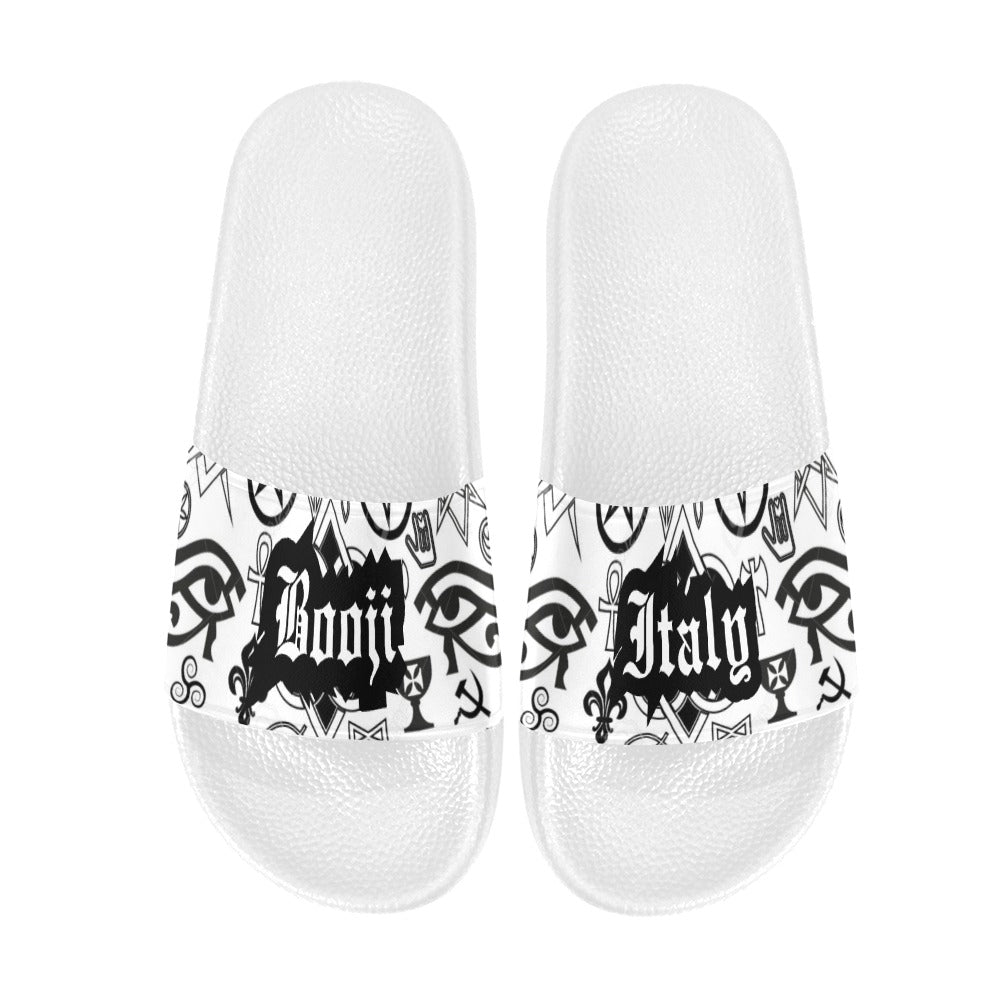 BOOJI ITALY SYMBOLS COLLECTION MEN'S WHITE SOLE SLIDES