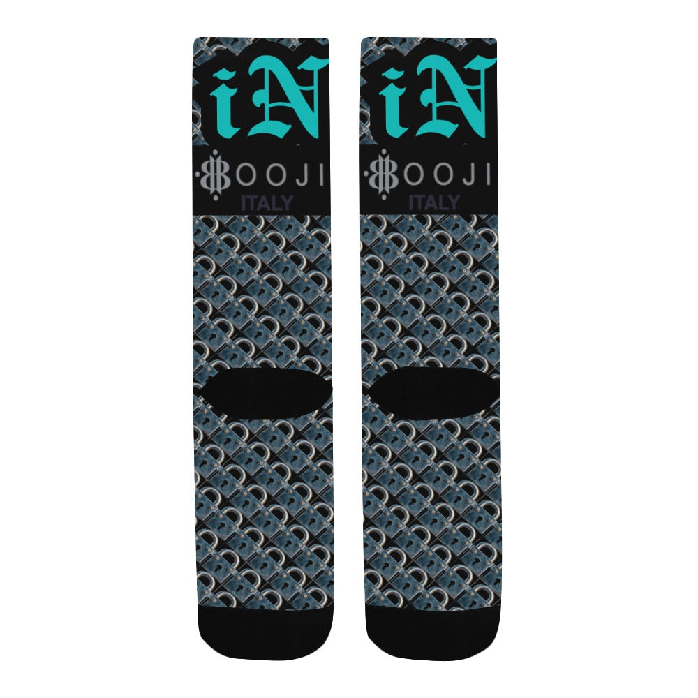 BOOJI ITALY LOCK IN MEN'S BLACK TUBE SOCKS TENACIOUS TEAL IN