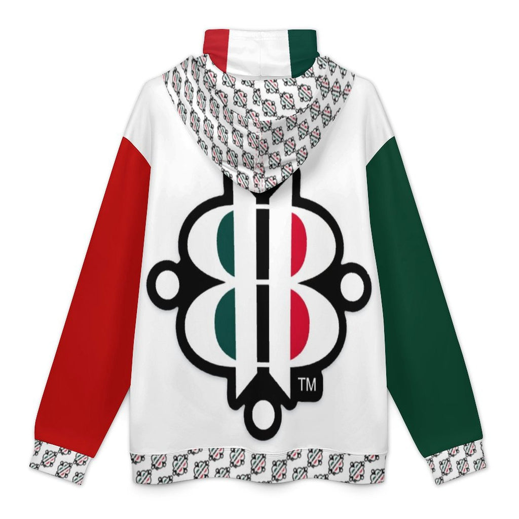 BOOJI LOGO PATTERN WHITE Men's Hoodie with Mask