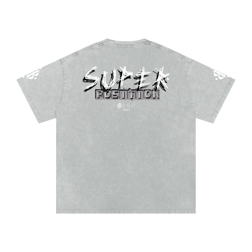 BOOJI ITALY SHARP "SUPER POSITION" LINE SNOW WASHED T-SHIRT