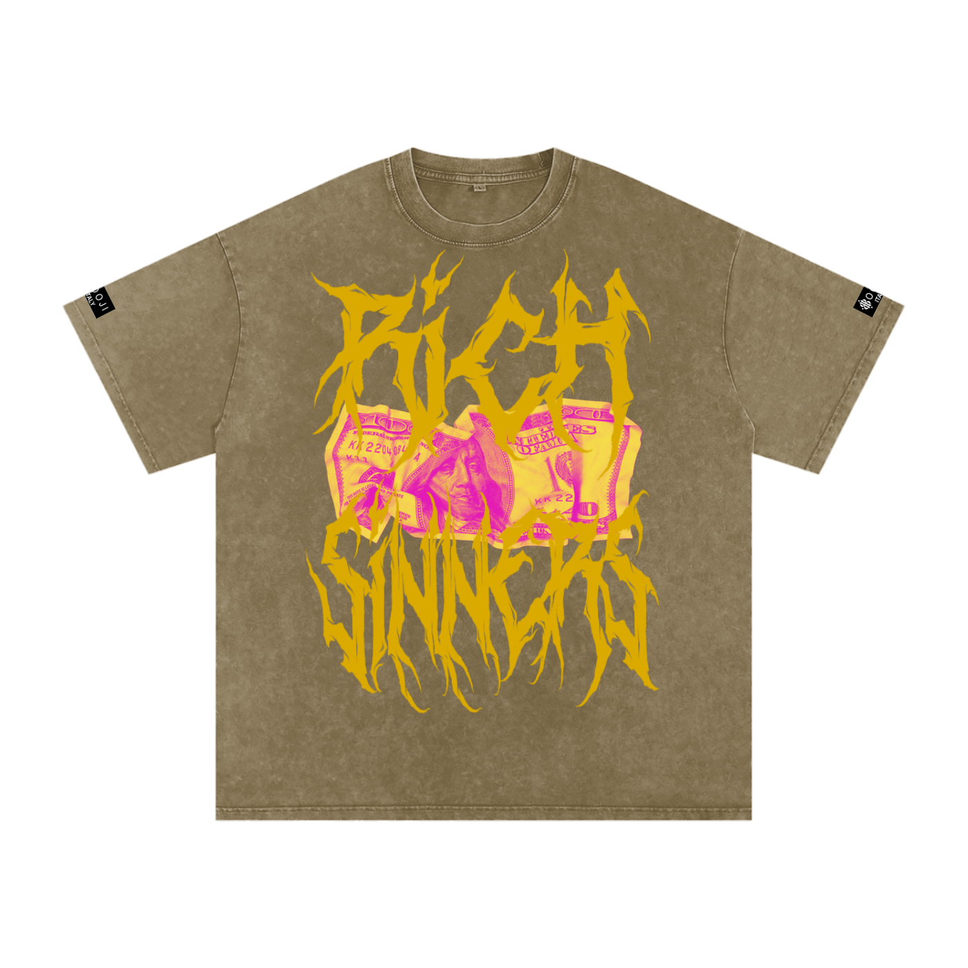 BOOJI ITALY "RICH SINNERS-REAL IS RARE" SNOW WASHED T-SHIRT