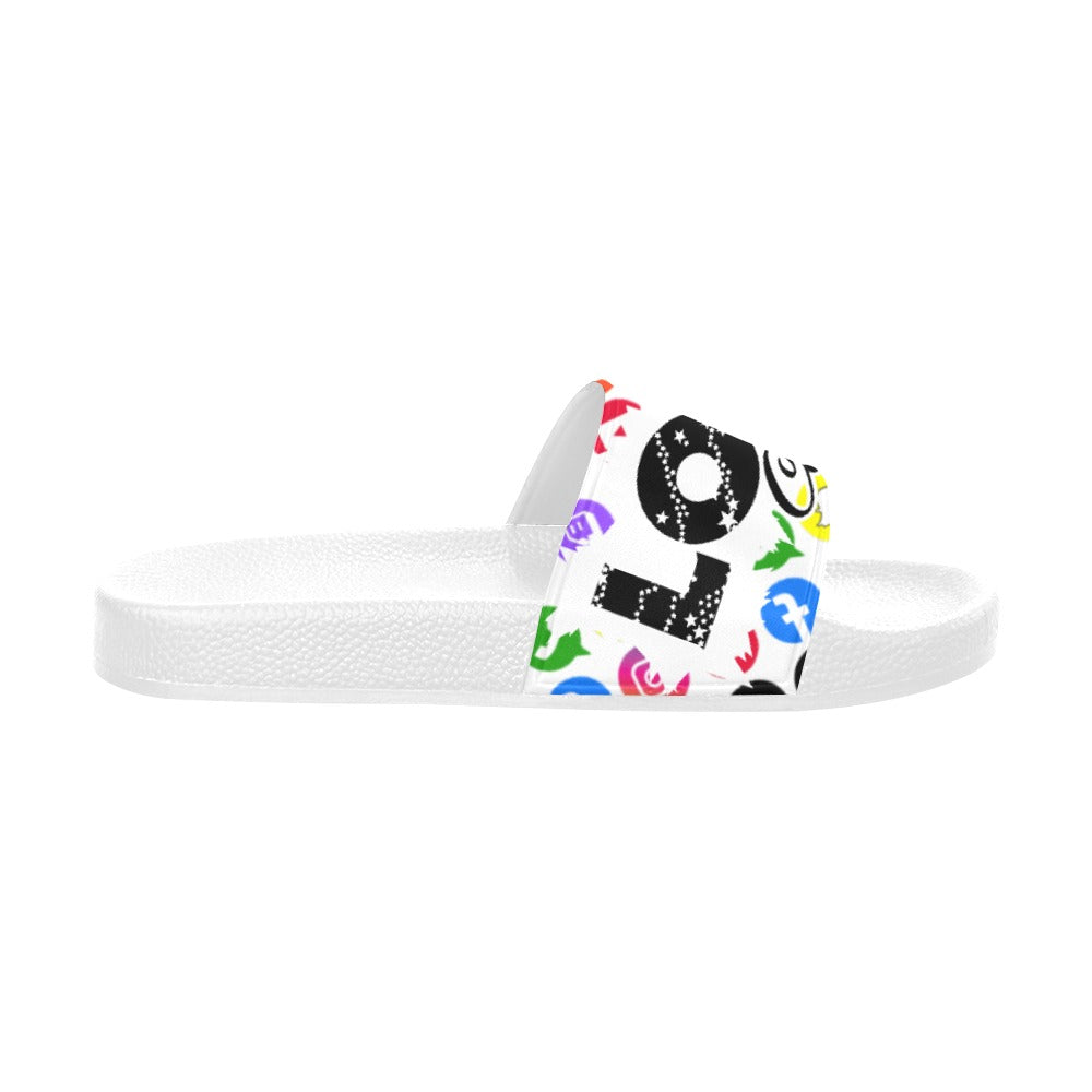 BOOJI ITALY LOGOS COLLECTION WOMEN'S WHITE SOLE SLIDES