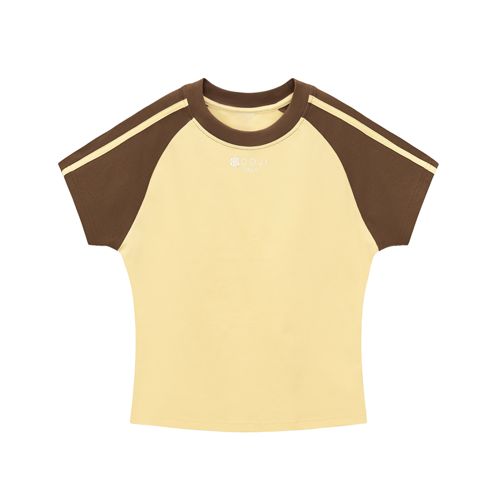 BOOJI ITALY LOGO WOMENS CONTRAST STRIPED RAGLAN T-SHIRT