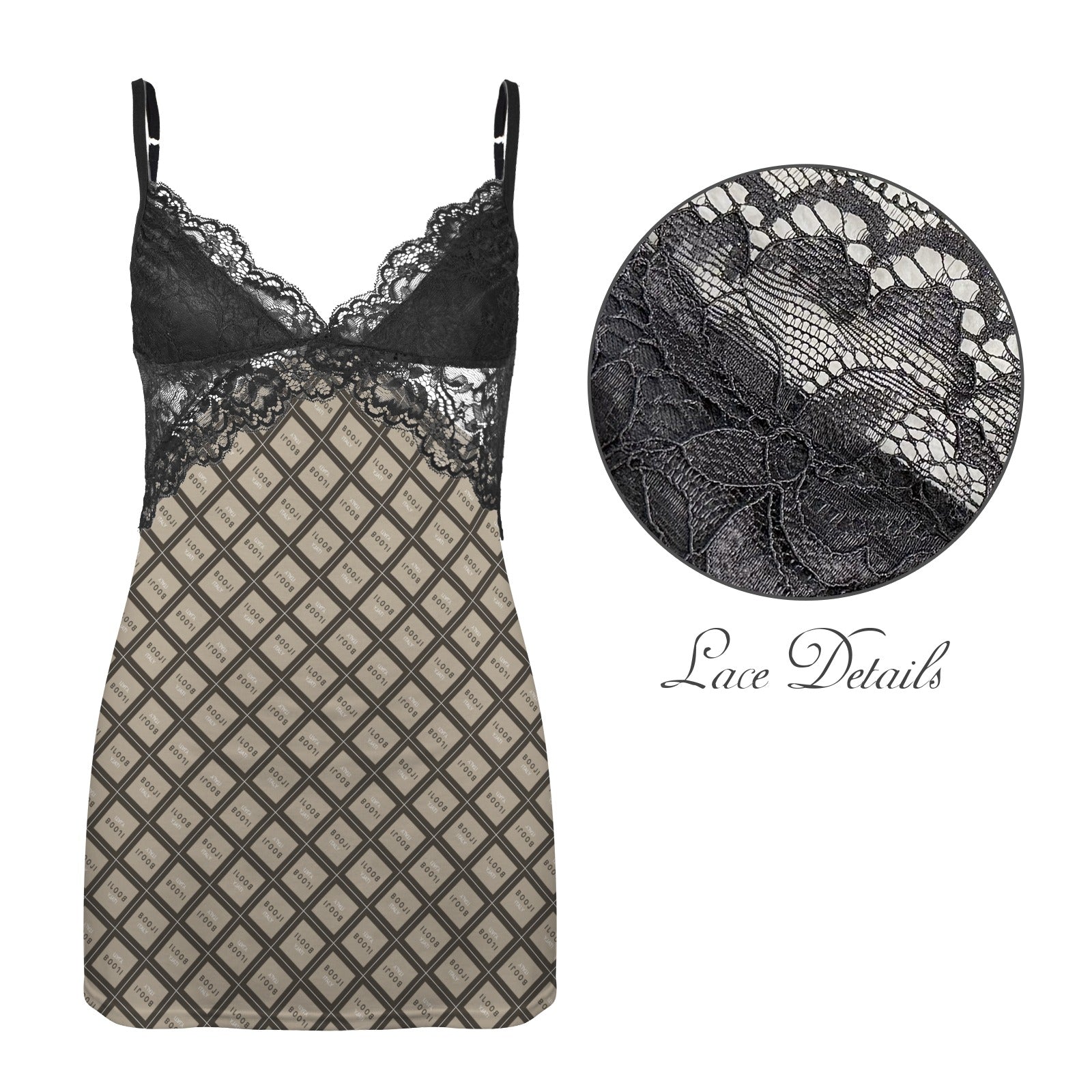 BOOJI ITALY "GRAILS COLLECTION" PATTERN LACE LOW CUT BACKLESS CAMI