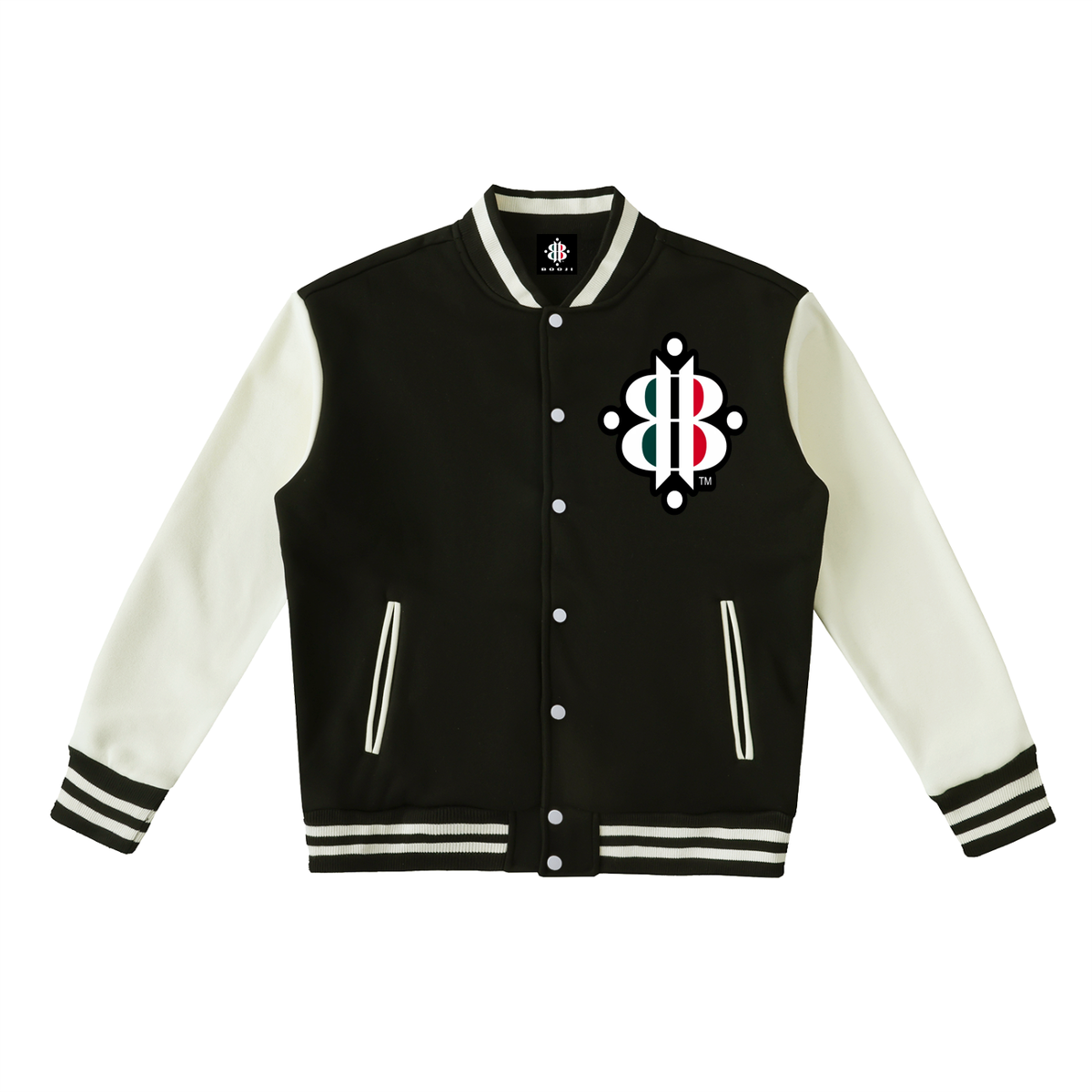 BOOJI ITALY 4 EVER $ LOGO TWO-TONE UNISEX VARSITY LETTERMEN'S STYLE JACKET