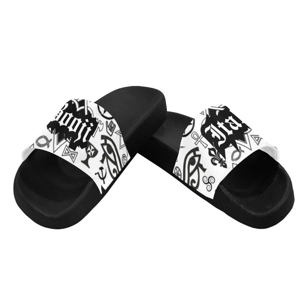 BOOJI ITALY SYMBOLS COLLECTION WHITE WOMEN'S BLACK SOLE SLIDES