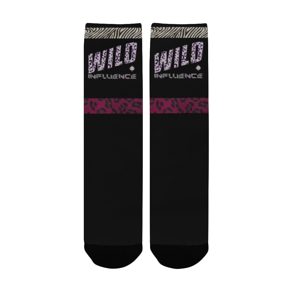 BOOJI ITALY WILD INFLUENCE COLLECTION WOMEN'S BLACK CREW SOCKS Women's Custom Socks