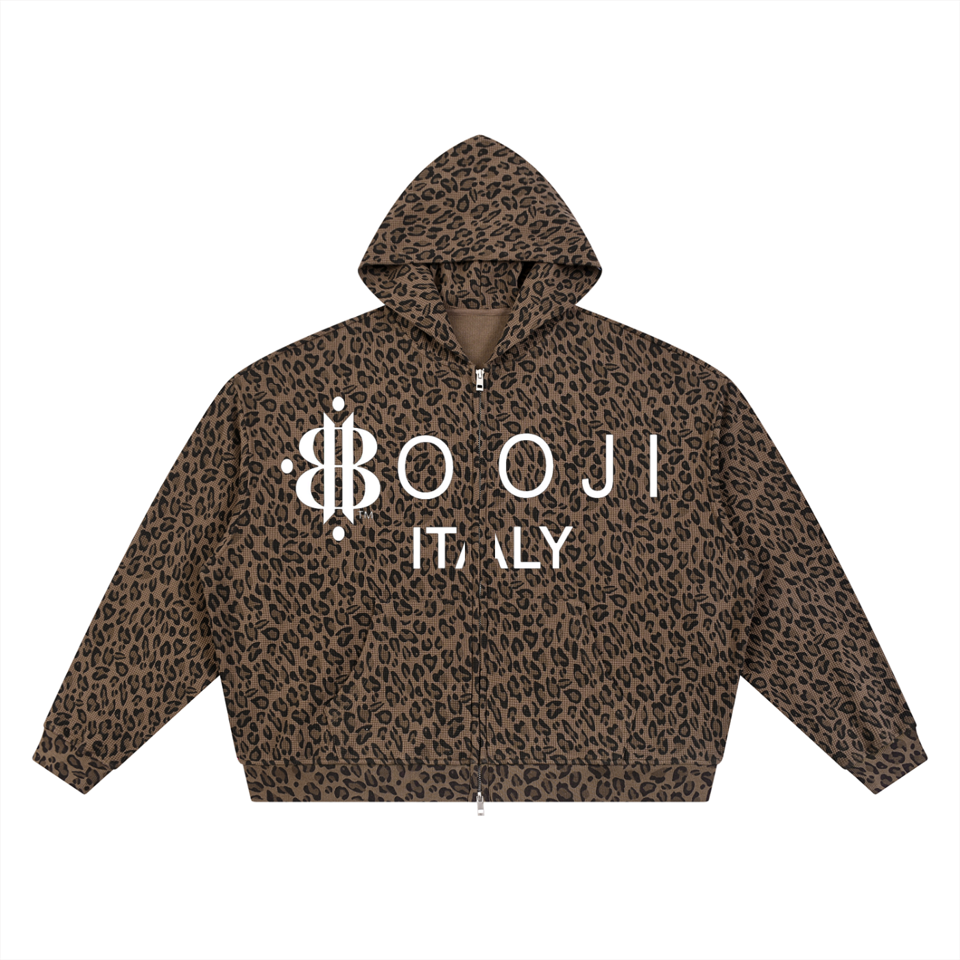 BOOJI ITALY 'WILD INFLUENCE" LEOPARD PRINT FULL ZIP HOODIE