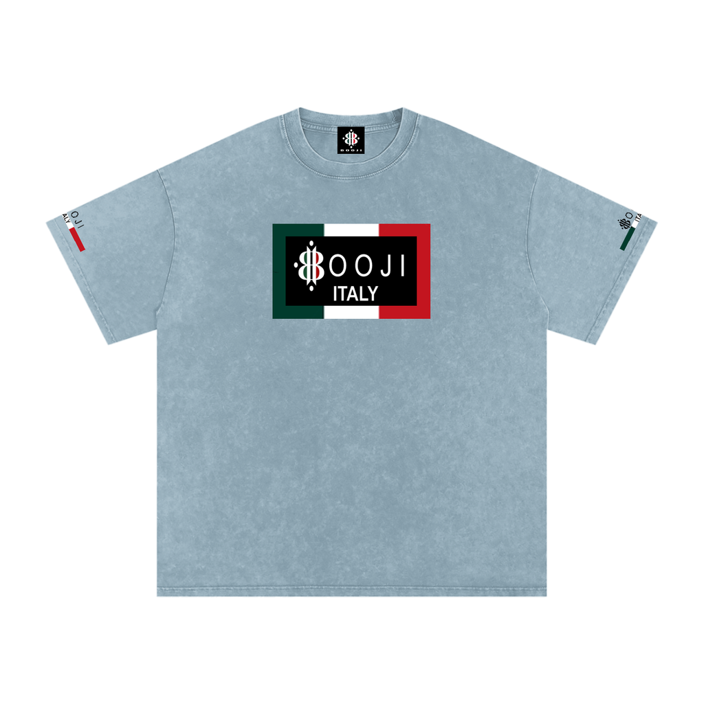 BOOJI ITALY ITALIAN FLAG 4 EVER $ LOGO SNOW WASHED T-SHIRT