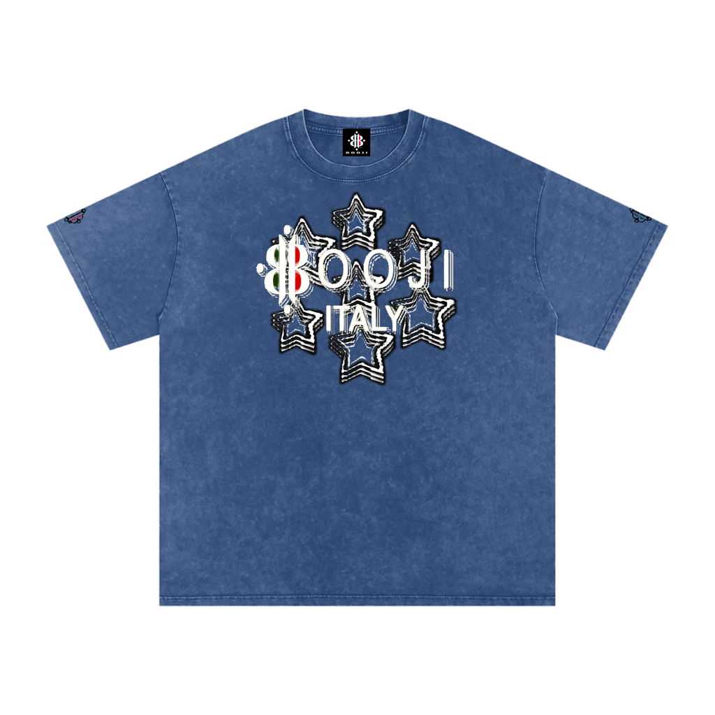 BOOJI ITALY 7 STARS 4 EVER $ LOGO SNOW WASHED T-SHIRT