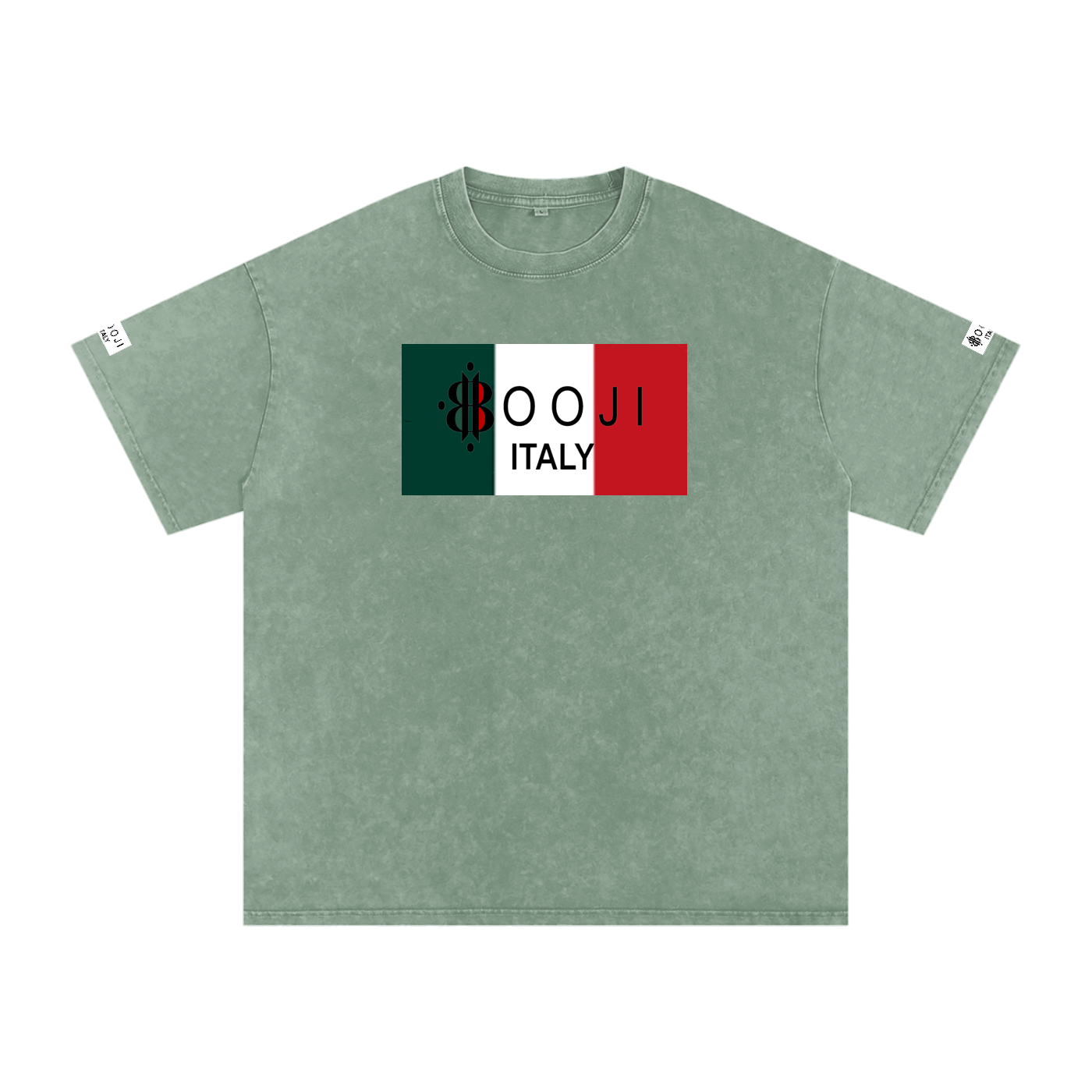BOOJI ITALY ITALIAN FLAG BRAND LOGO SNOW WASHED T-SHIRT