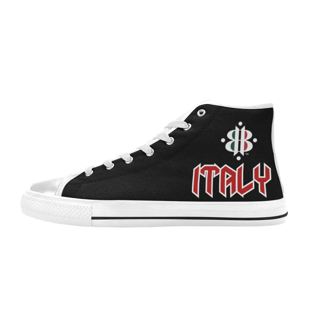 BOOJI LOGO ITALIAN FLAG WHITE Men's High Top Canvas Shoes (Model 017)