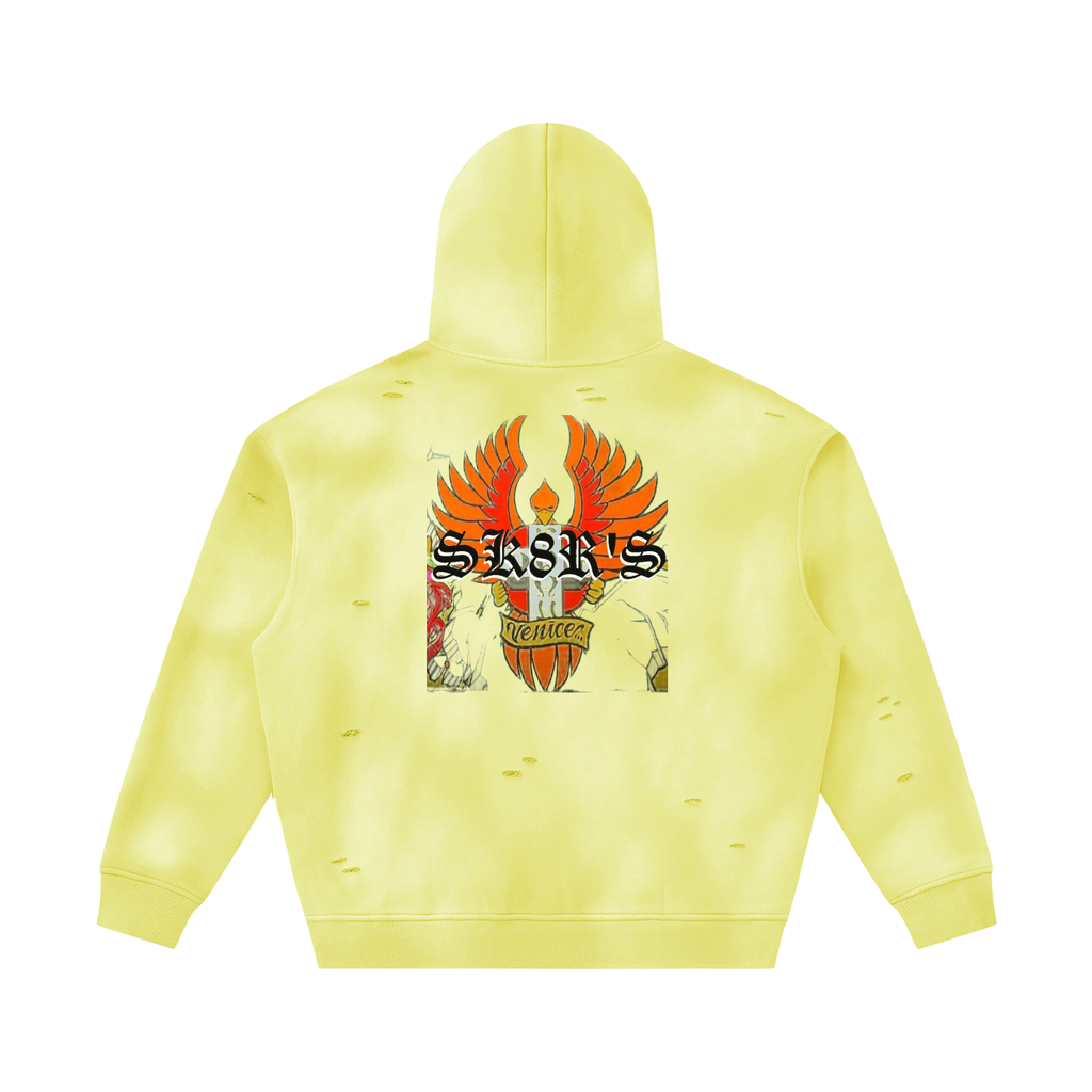 BOOJI ITALY SK8R'S COLLECTION SUNFADED DISTRESSED FLEECE HOODIE