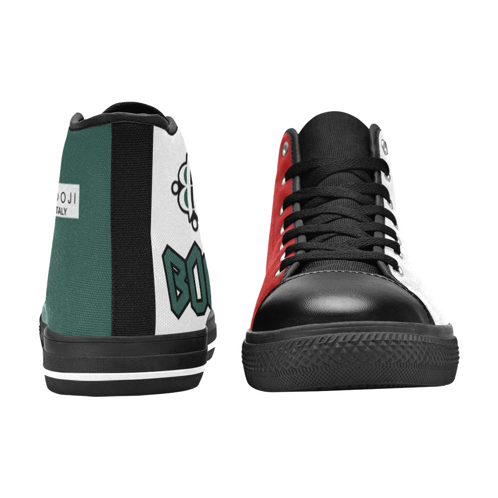 BOOJI LOGO ITALIAN FLAG BLACK Men's High Top Canvas Shoes (Model 017)