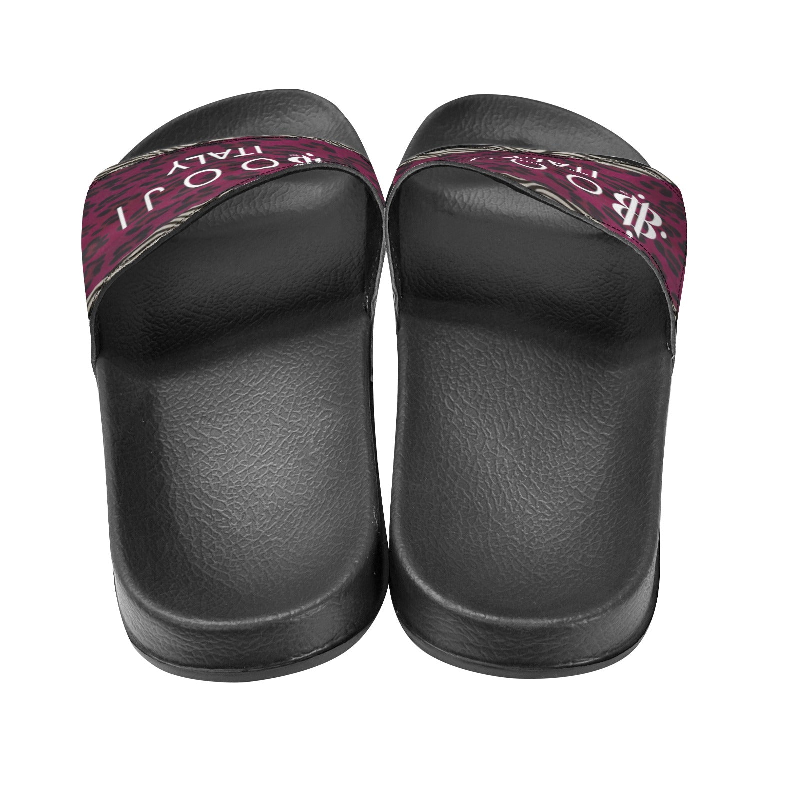BOOJI ITALY WILD INFLUENCE COLLECTION LOGO MEN'S BLACK SOLE SLIDES Custom Men's One-piece Slippers