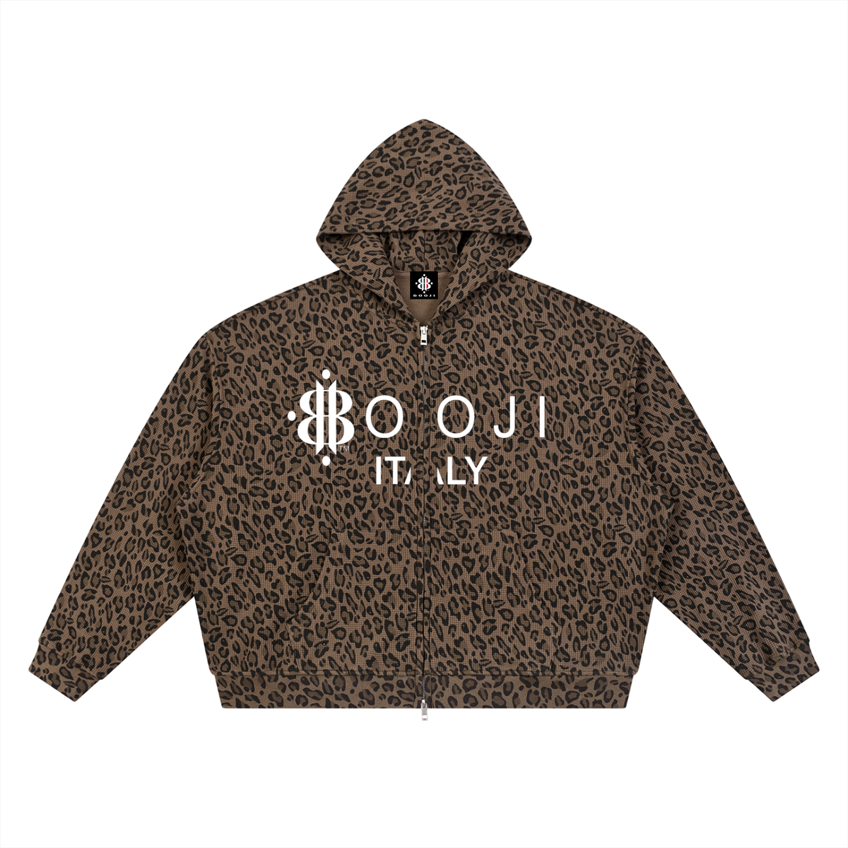 BOOJI ITALY WILD INFLUENCE LEOPARD PRINT FULL ZIP HOODIE