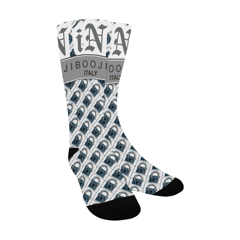 BOOJI ITALY LOCK IN MEN'S WHITE TUBE SOCKS GANGSTER GREY