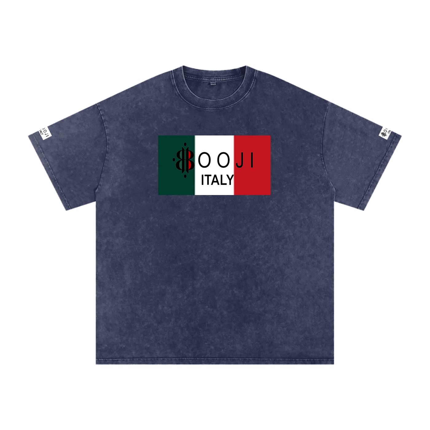 BOOJI ITALY ITALIAN FLAG BRAND LOGO SNOW WASHED T-SHIRT