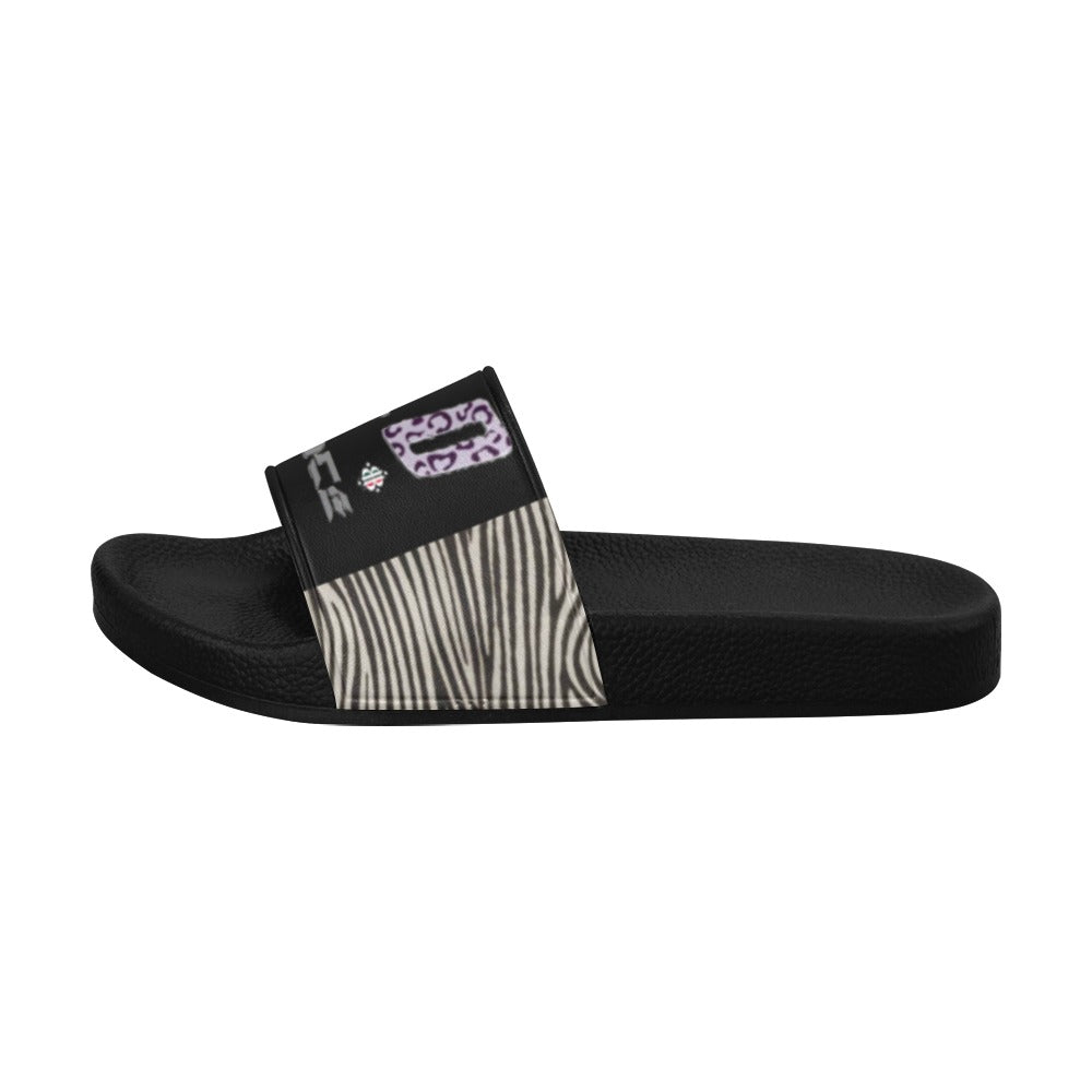 BOOJI ITALY WILD INFLUENCE ZEBRA LOGO MEN'S BLACK SOLE SLIDES