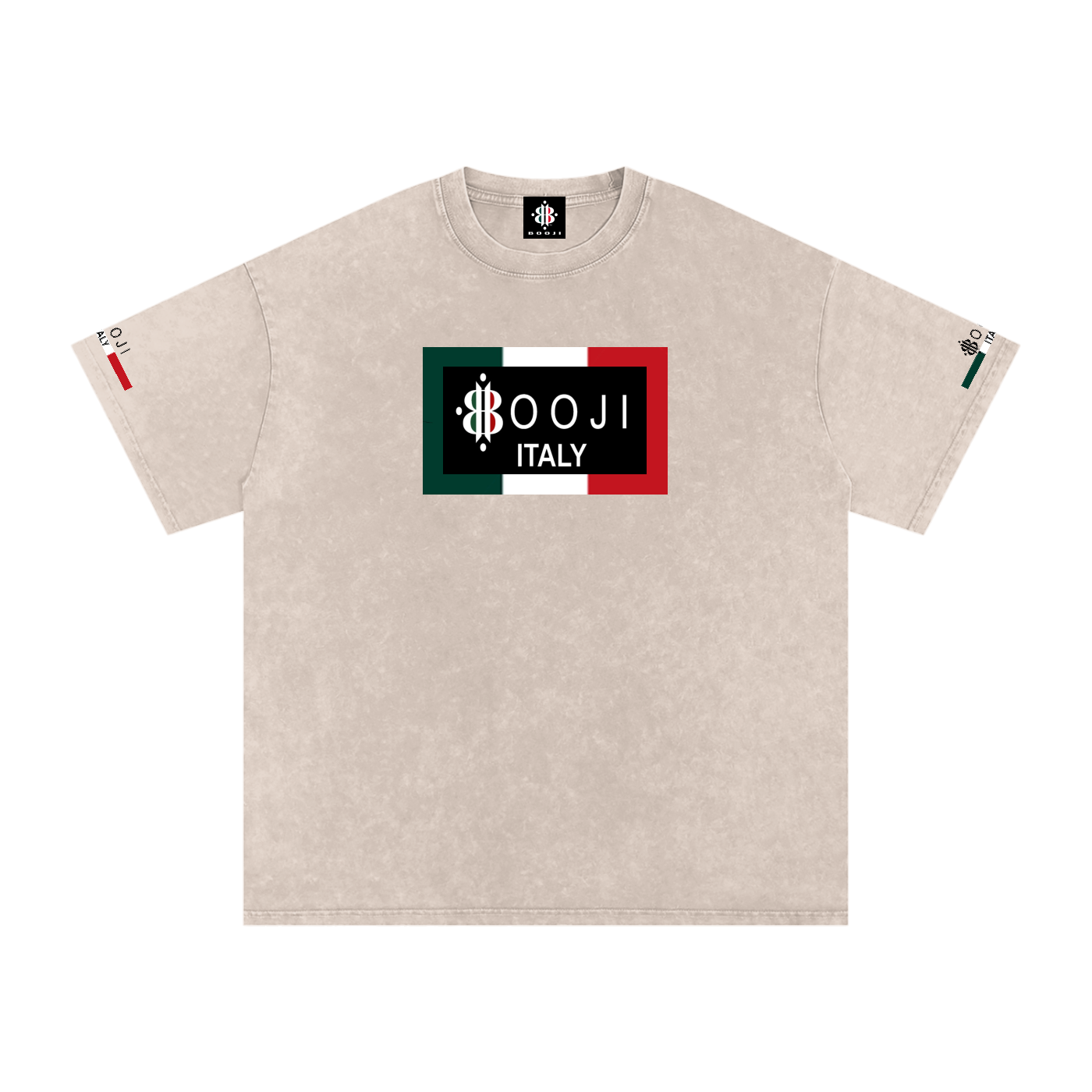 BOOJI ITALY ITALIAN FLAG 4 EVER $ LOGO SNOW WASHED T-SHIRT