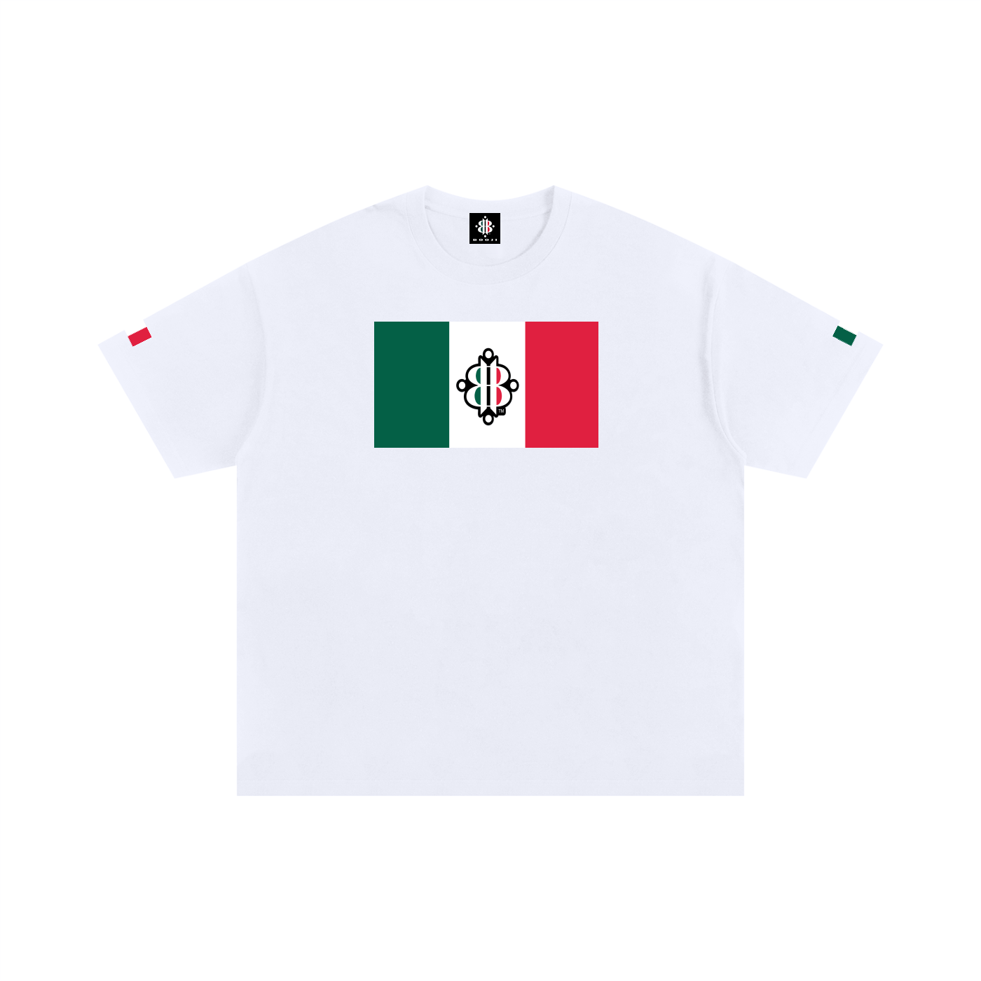 BOOJI ITALY 4 EVER $ LOGO IN ITALIAN FLAG COLORS COTTON T-SHIRT