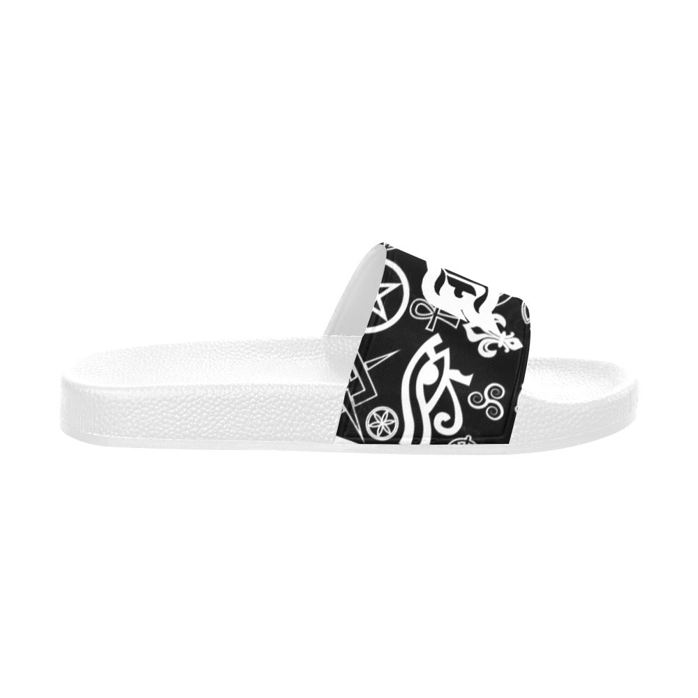 BOOJI ITALY SYMBOLS COLLECTION BLACK MEN'S WHITE SOLE SLIDES
