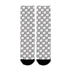 BOOJI ITALY 4 EVER $ LOGO PATTERN WOMEN'S WHITE CREW SOCKS