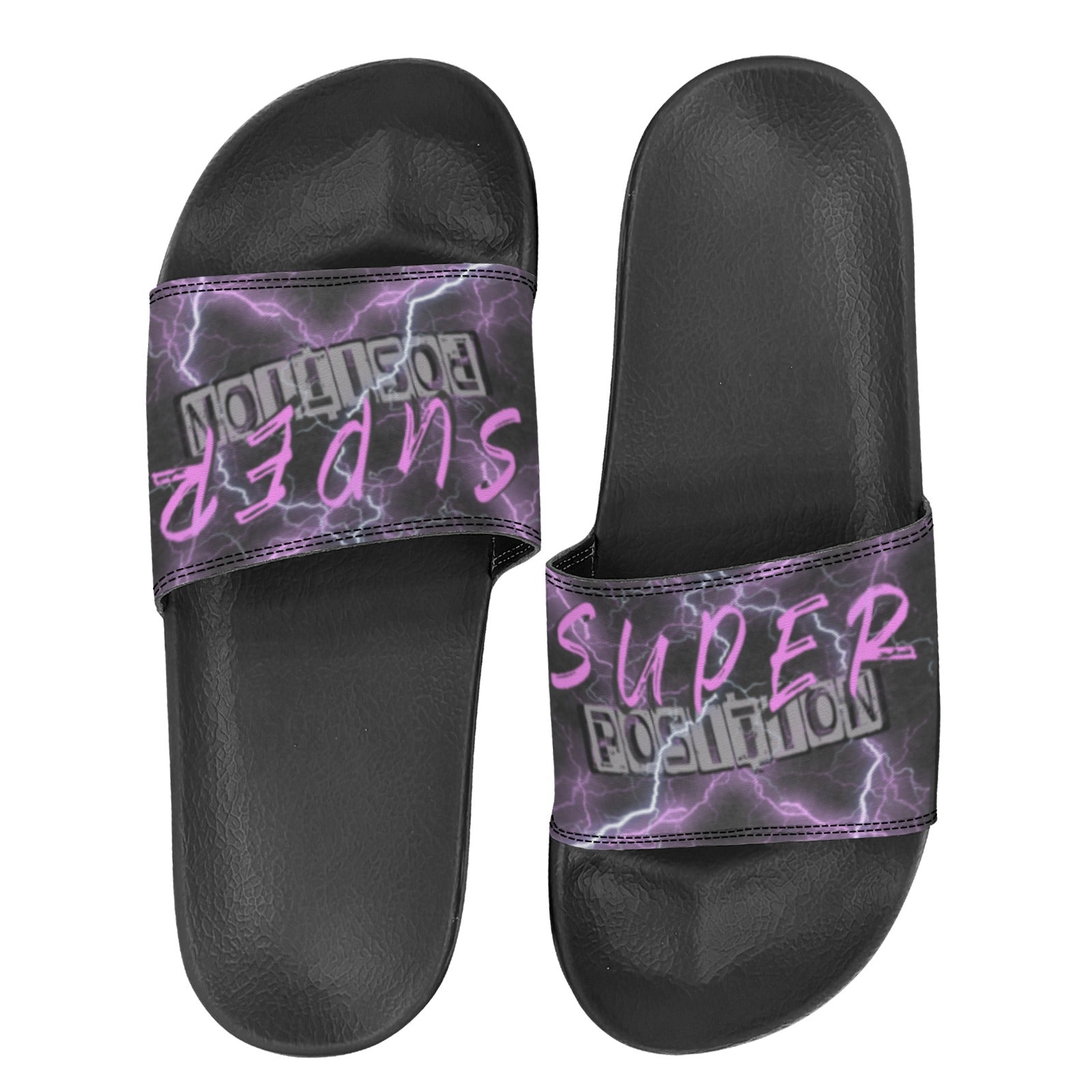 BOOJI ITALY SUPER POSITION COLLECTION LIGHTNING WOMEN'S BLACK SOLE SLIDES